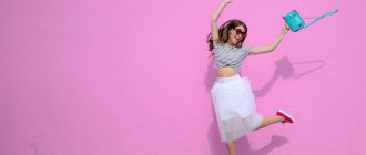 Girl in a white skirt jumping