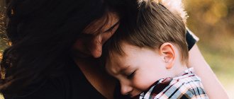 Mom hugs her son