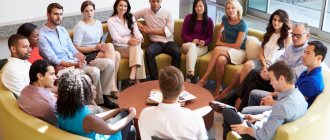 Participants in psychological training sit in a circle