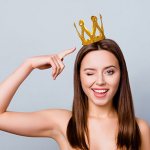 An imaginary crown on a woman&#39;s head