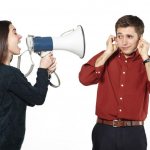 Woman with loudspeaker